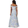 Adrianna Papell Womens Printed Off Shoulder Gown(Blue Multi)