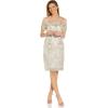 Adrianna Papell Women’s Sequin Embroidery Sheath Dress(Alabaster)