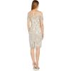 Adrianna Papell Women’s Sequin Embroidery Sheath Dress(Alabaster)