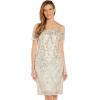 Adrianna Papell Women’s Sequin Embroidery Sheath Dress(Alabaster)