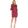 Adrianna Papell Women’s Sequin Embroidery Sheath Dress(Red)