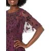 Adrianna Papell womens Beaded Midi Dress(Cassis)