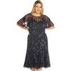 Adrianna Papell womens Beaded Midi Dress(Twilight)