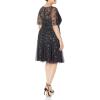 Adrianna Papell womens Beaded Midi Dress(Twilight)