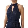 Adrianna Papell womens Metallic Crinkle Jumpsuit(Navy Night)