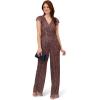 Adrianna Papell womens Metallic Crinkle Jumpsuit(Plum)