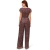 Adrianna Papell womens Metallic Crinkle Jumpsuit(Plum)