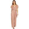 Adrianna Papell womens Metallic Pleat Jumpsuit(Rose Gold)