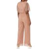Adrianna Papell womens Metallic Pleat Jumpsuit(Rose Gold)