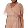 Adrianna Papell womens Metallic Pleat Jumpsuit(Rose Gold)