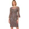 Adrianna Papell Womens Bead Bell Sleeve Dress(Moonscape)