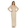 Adrianna Papell Women’s Beaded Flutter Sleeve Gown(Biscotti)