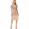 Adrianna Papell Womens Beaded Lace Dress(Biscotti)