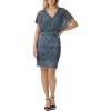 Adrianna Papell Women’s Beaded Mesh Blouson Dress(Dusty Blue)