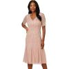 Adrianna Papell Women’s Beaded Midi Dress with Godets(Steel Rose)