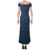 Adrianna Papell Womens Beaded Off Shoulder Gown(Deep Blue)