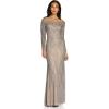 Adrianna Papell Womens Beaded Off Shoulder Gown(Sterling)