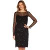 Adrianna Papell Womens Beaded Short Dress(Black)