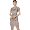 Adrianna Papell Womens Beaded Short Dress(Sterling/Nude)