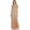 Adrianna Papell Women’s Beaded Sweetheart Godet Gown(Rose Gold)