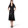 Adrianna Papell Women’s Beaded Tuxedo Midi Dress(Black)