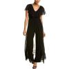Adrianna Papell Womens Chiffon and Jersey Jumpsuit(Black)