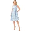 Adrianna Papell Women’s Floral Jacquard Midi Dress(Blue/Ivory Multi)