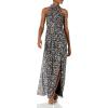 Adrianna Papell Women’s Foiled Printed Chiffon Gown(Black Multi)