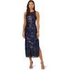 Adrianna Papell Women’s Leaf Sequin Maxi Dress(Navy/Black)