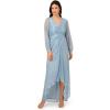 Adrianna Papell Womens Metallic Crinkle Gown(Belize Blue)