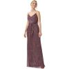 Adrianna Papell Womens Metallic Crinkle Gown(Burgundy)
