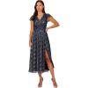 Adrianna Papell Womens Metallic Crinkle Gown(Navy/Silver)