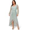 Adrianna Papell Women’s Metallic Mesh Gown(Mint Smoke)