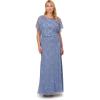 Adrianna Papell Women’s Plus Size Beaded Blouson Gown, French Blue