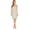 Adrianna Papell Women’s Sequin Embroidery Sheath Dress(Alabaster)