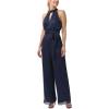 Adrianna Papell womens Metallic Crinkle Jumpsuit(Navy Night)