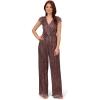 Adrianna Papell womens Metallic Crinkle Jumpsuit(Plum)