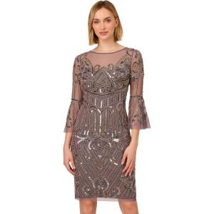 Adrianna Papell Womens Bead Bell Sleeve Dress(Moonscape)