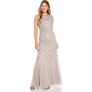 Adrianna Papell Womens Bead Covered Gown(Marble)