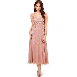 Adrianna Papell Womens Beaded Ankle Dress(Candied Ginger)