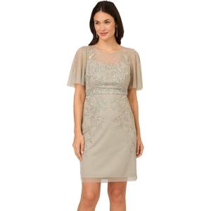 Adrianna Papell Womens Beaded Cocktail Dress(Frosted Sage)