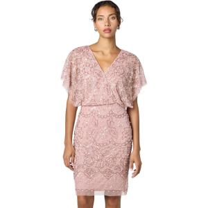Adrianna Papell Women’s Beaded Mesh Blouson Dress(Candied Ginger)