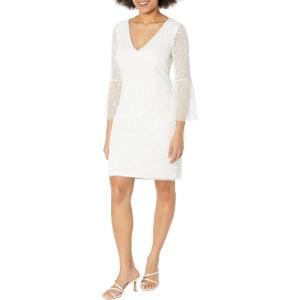 Adrianna Papell Women’s Beaded Sequin Bell Sleeve DRS(Ivory)