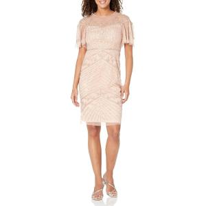 Adrianna Papell Women’s Beaded Short Dress(Blush)
