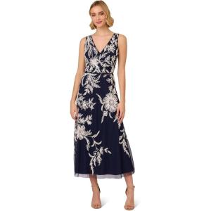 Adrianna Papell Women’s Beaded Sleeveless Dress(Navy/Ivory)