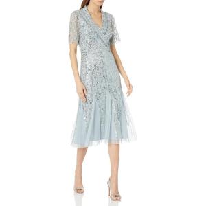 Adrianna Papell Women’s Beaded Tuxedo Midi Dress(Blue Heather)