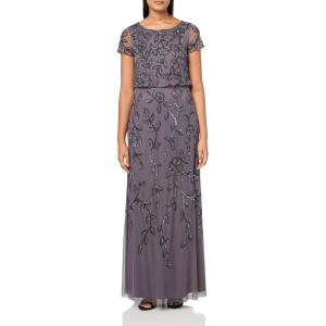 Adrianna Papell Women’s Blouson Beaded Long Dress, Moonscape