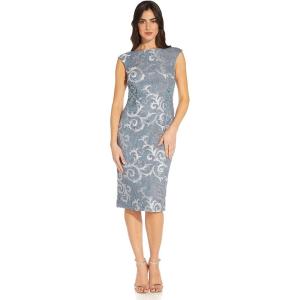 Adrianna Papell Womens Embroidered Lace Midi Dress(Light Blue)