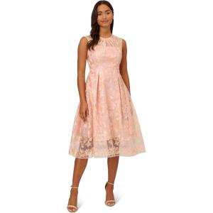 Adrianna Papell Womens Embroidered Midi Fit and Flare(Apricot Ice)