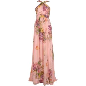 Adrianna Papell Womens Floral Printed Chiffon Gown(Blush Multi)